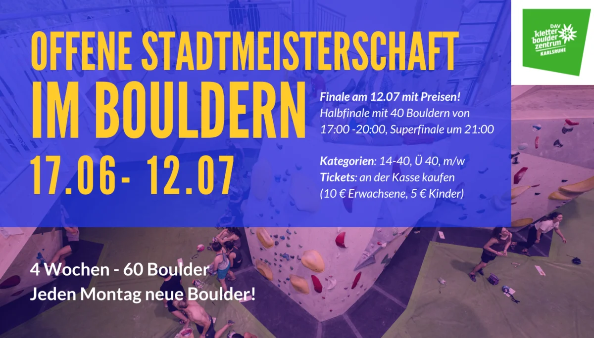 Infobanner 3. Offenne Stadtmeisterschaft im Bouldern 2024 | © DAV Karlsruhe