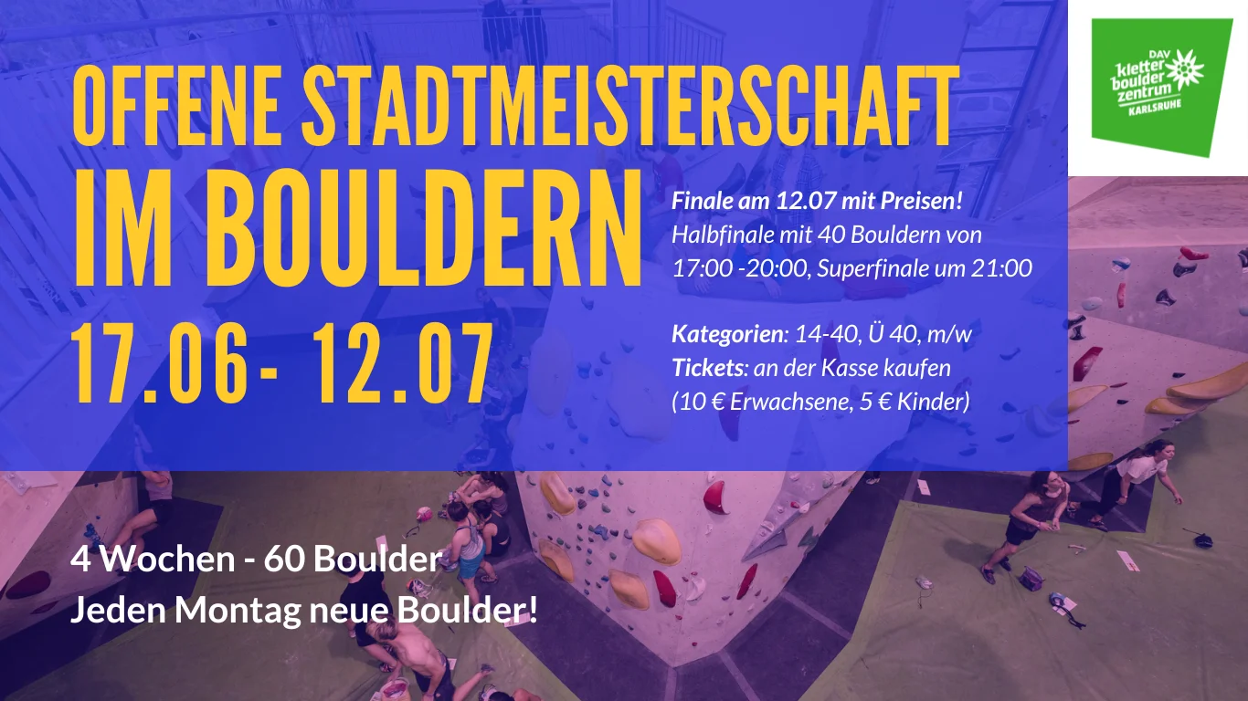 Infobanner 3. Offenne Stadtmeisterschaft im Bouldern 2024 | © DAV Karlsruhe